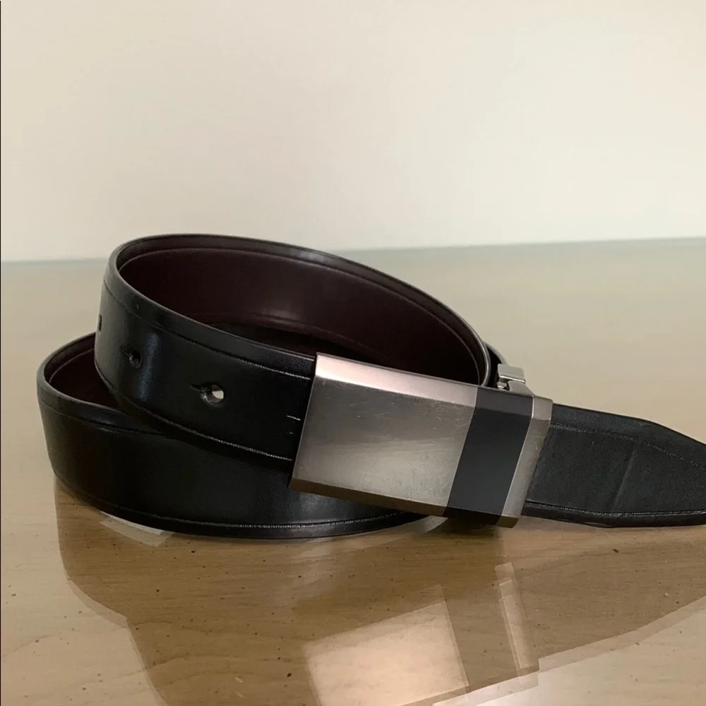 Sleek Reversible Brown/Black Belt with Silver Buckle